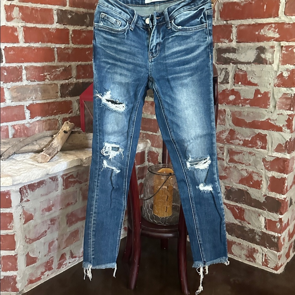 Distressed Blue Jeans